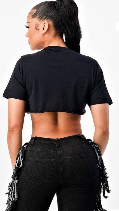 Short Sleeve Round Neck Green Wild Soul Black Crop Top - The Fashion Unicorn