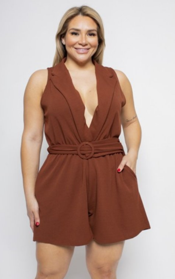 Curve Brown Romper - The Fashion Unicorn