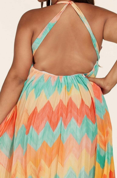 Curve Watercolor Dress with Open Back - The Fashion Unicorn