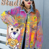 Women's Colorful Graffiti Printed Jean Jacket - The Fashion Unicorn