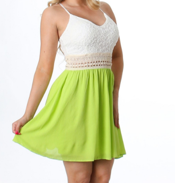Tank Dress with Crochet Middle and Lace Top - The Fashion Unicorn