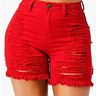 High Rise Red Distressed Jean Shorts - The Fashion Unicorn