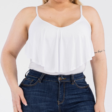 Plus Size Ruffle Flounce Tank Top Bodysuit - The Fashion Unicorn