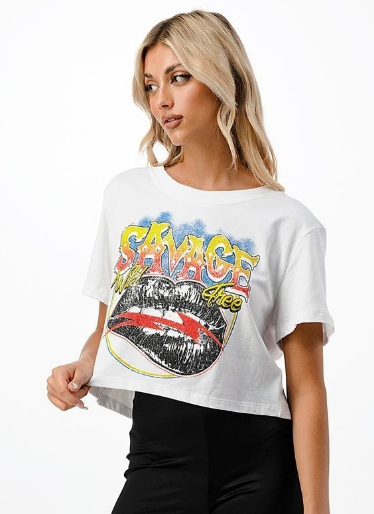 Short Sleeve SAVAGE WILD FREE Crop Top - The Fashion Unicorn