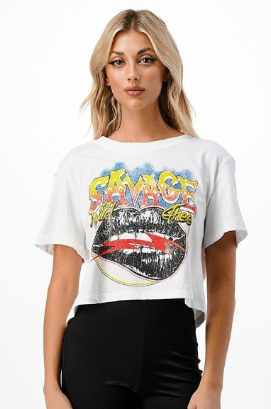 Short Sleeve SAVAGE WILD FREE Crop Top - The Fashion Unicorn
