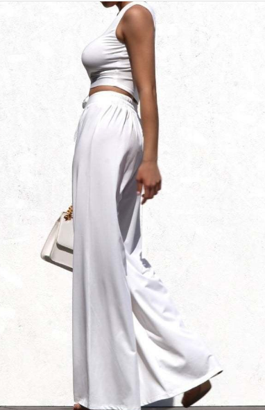 White Two-Piece Jumpsuit Set - The Fashion Unicorn