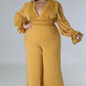 Mustard Long Sleeve Ruffle Jumpsuit - The Fashion Unicorn