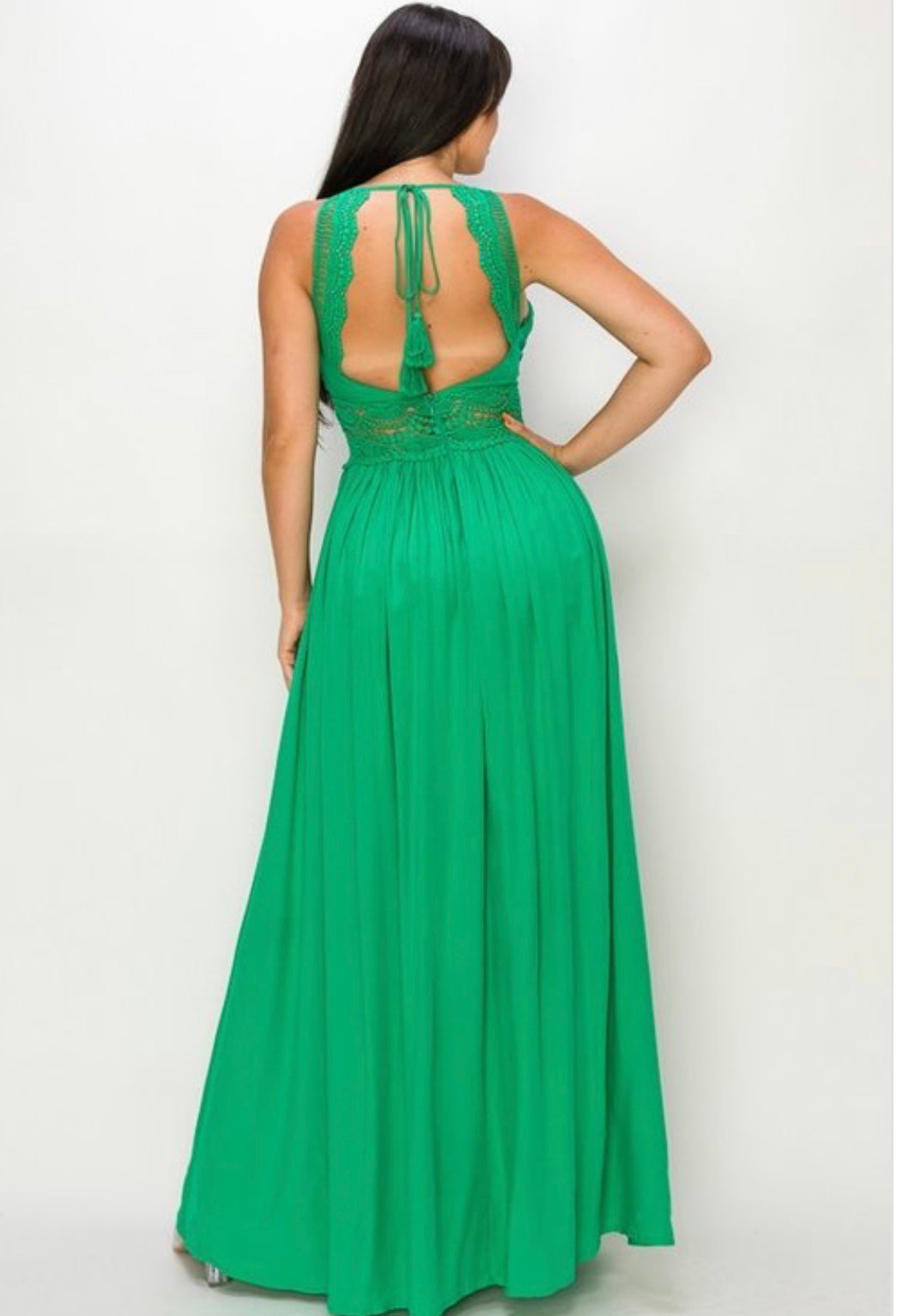 Long Maxi Dress with Crochet Middle - The Fashion Unicorn