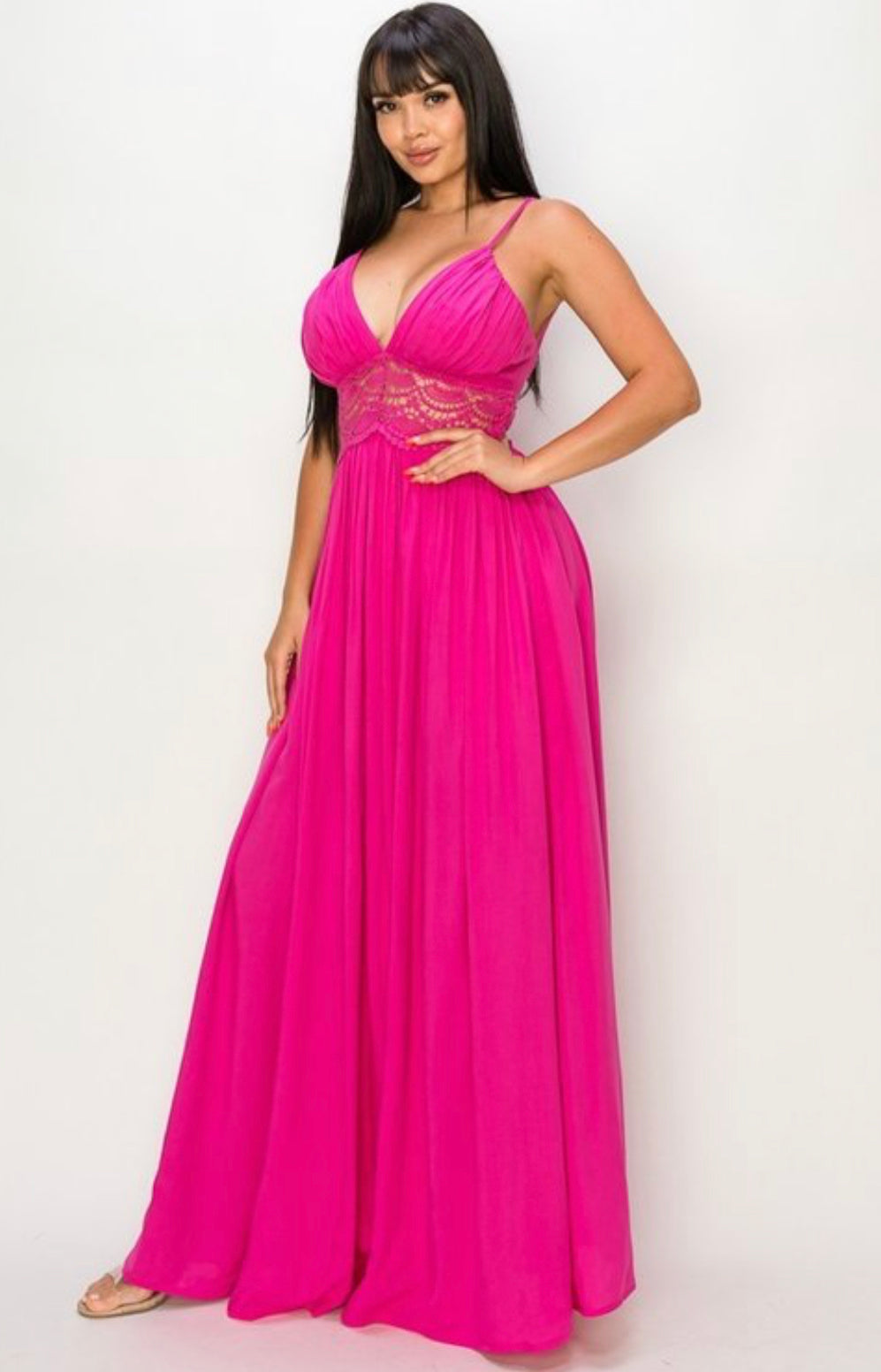 Long Maxi Dress with Crochet Middle - The Fashion Unicorn