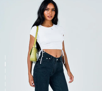 Women's Solid Color Ruched Side Crop T-shirt - The Fashion Unicorn