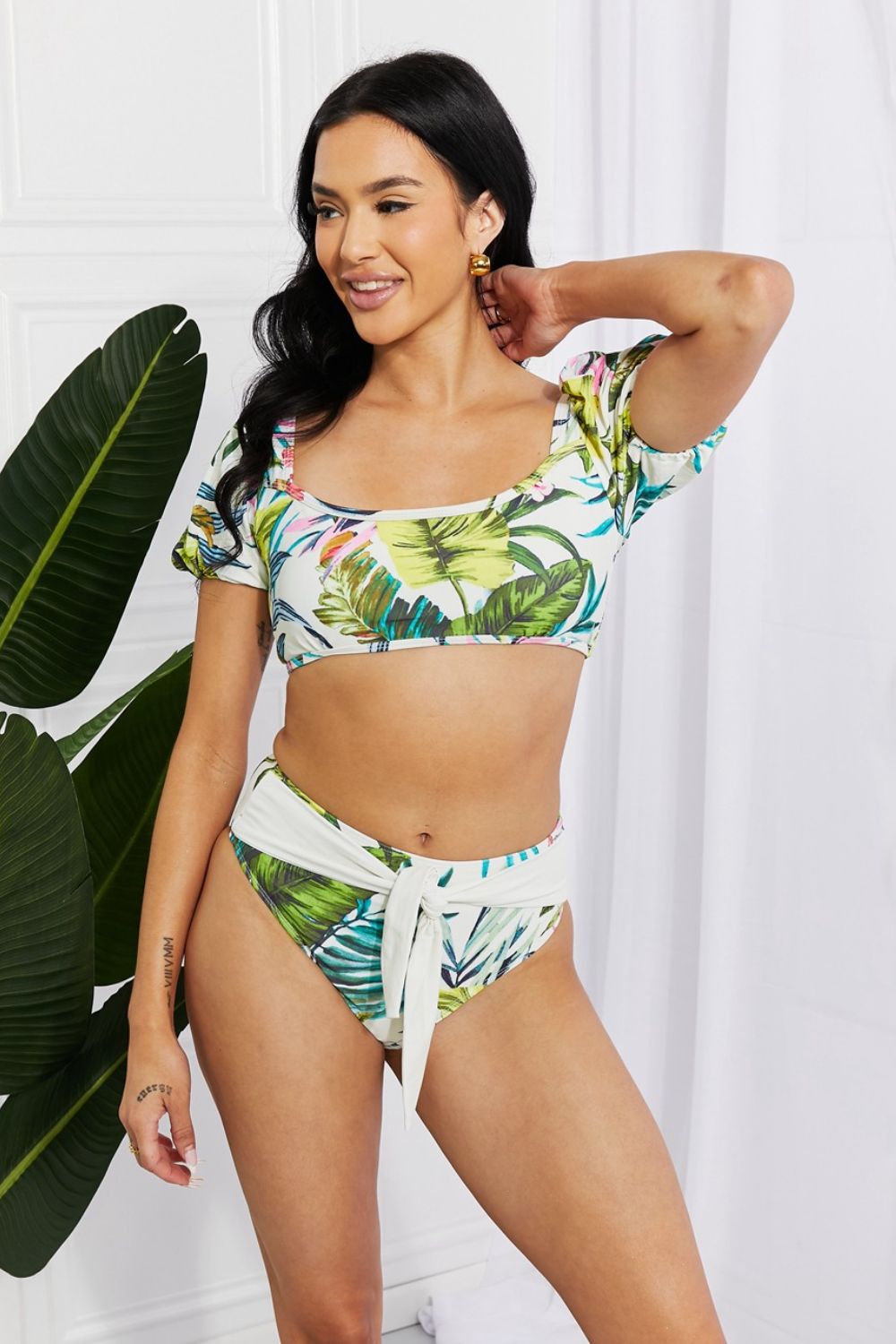 Marina West Swim Vacay Ready Puff Sleeve Bikini in Floral - The Fashion Unicorn