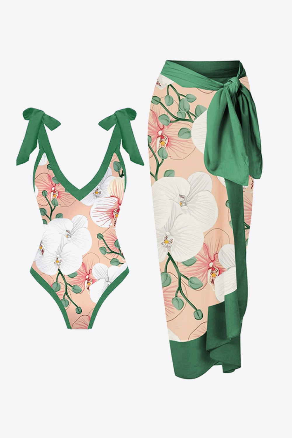 Floral V-Neck Two-Piece Swim Set - The Fashion Unicorn