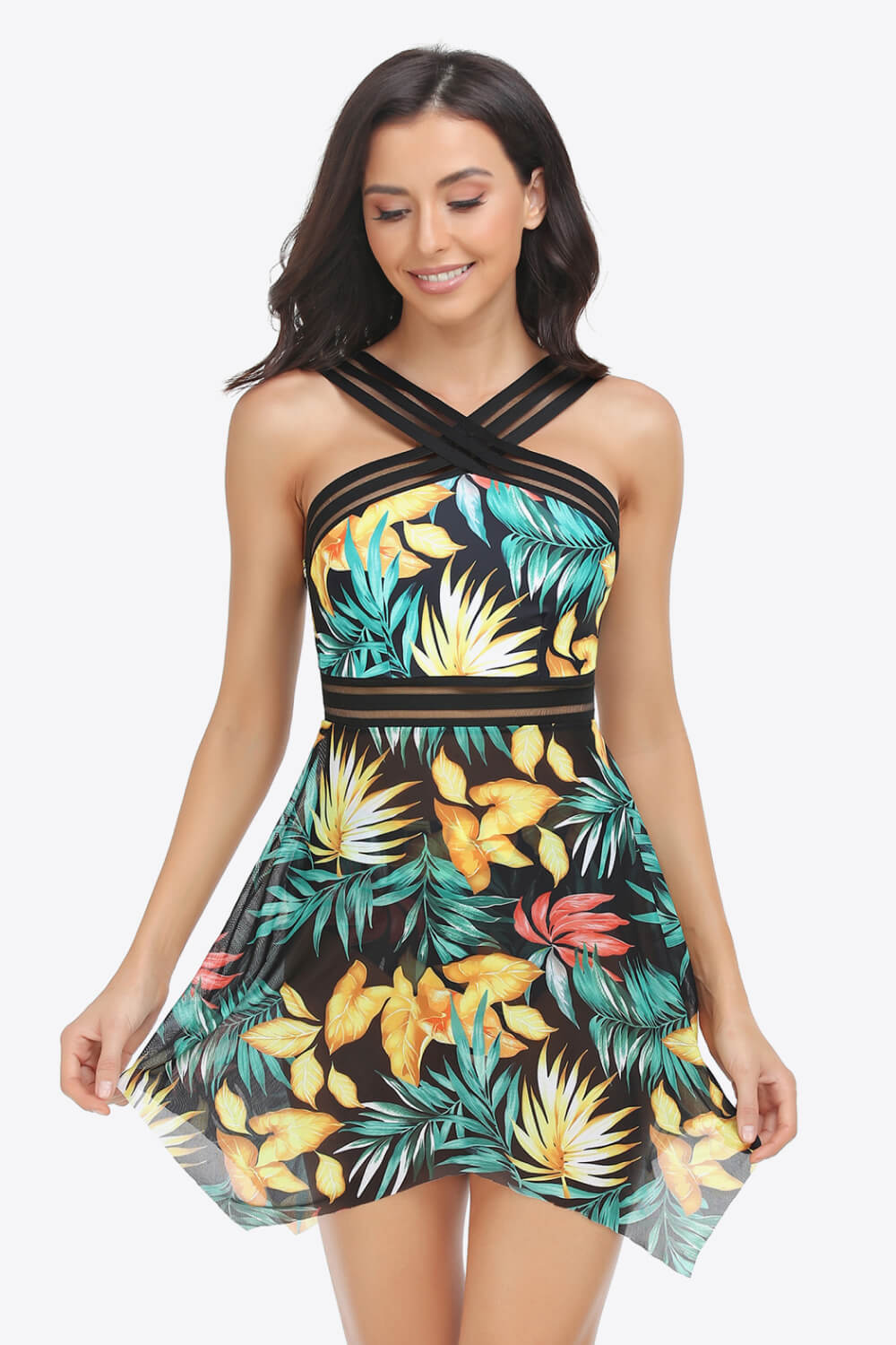 Printed Swim Dress and Bottoms Set - The Fashion Unicorn