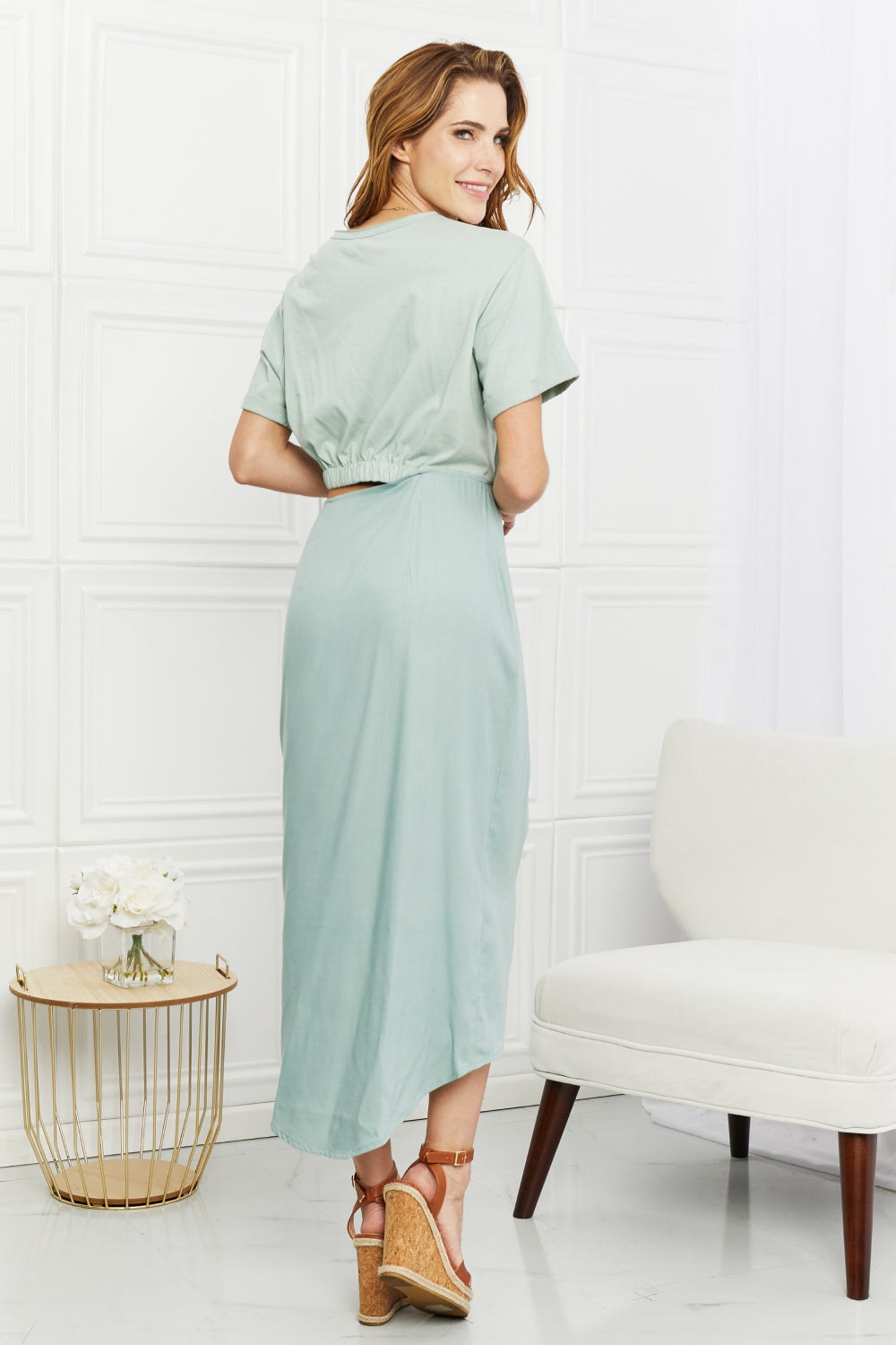 HEYSON Make It Work Cut-Out Midi Dress in Mint - The Fashion Unicorn