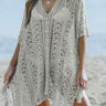 Openwork V-Neck Slit Cover Up - The Fashion Unicorn