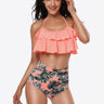 Two-Tone Ruffled Halter Neck Two-Piece Swimsuit - The Fashion Unicorn