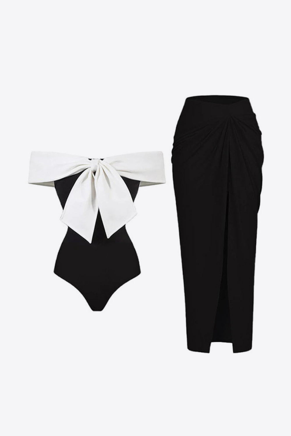Contrast Bow Detail Two-Piece Swim Set - The Fashion Unicorn