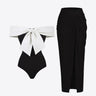 Contrast Bow Detail Two-Piece Swim Set - The Fashion Unicorn