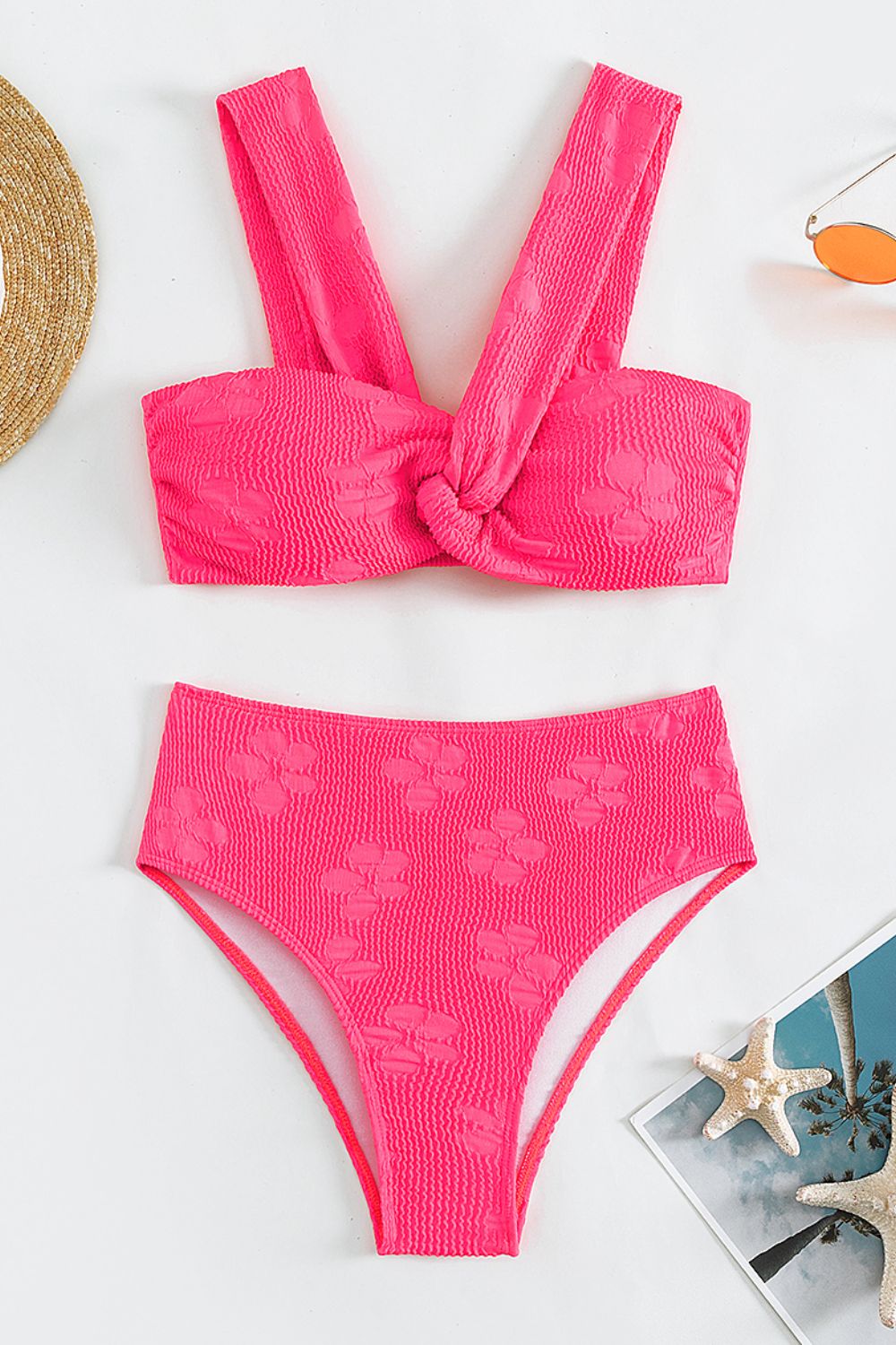 Textured Twisted Detail Bikini Set - The Fashion Unicorn