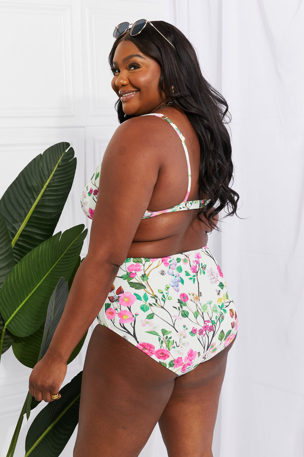 Marina West Swim Take A Dip Twist High-Rise Bikini in Cream - The Fashion Unicorn