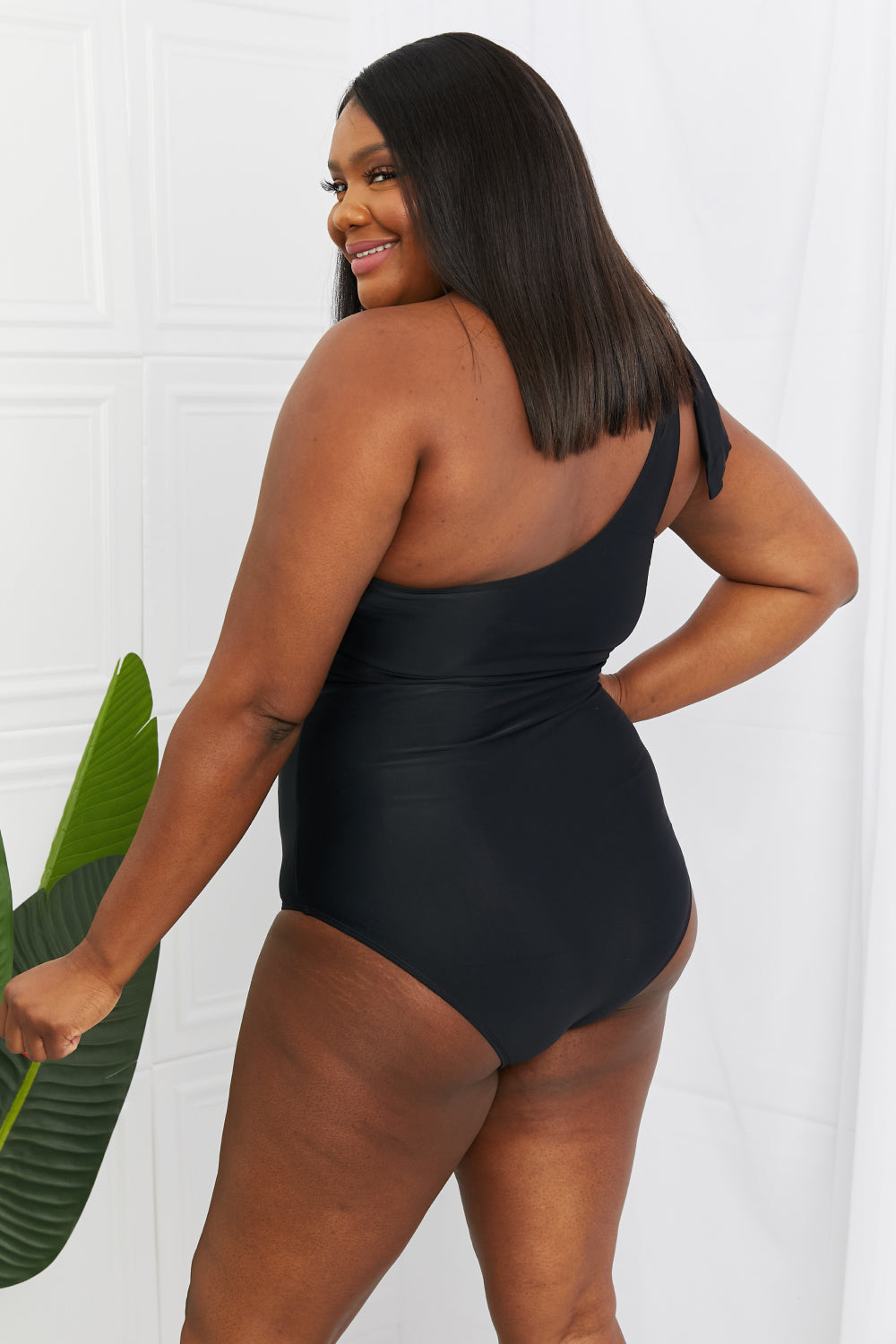 Marina West Swim Deep End One-Shoulder One-Piece Swimsuit in Black - The Fashion Unicorn