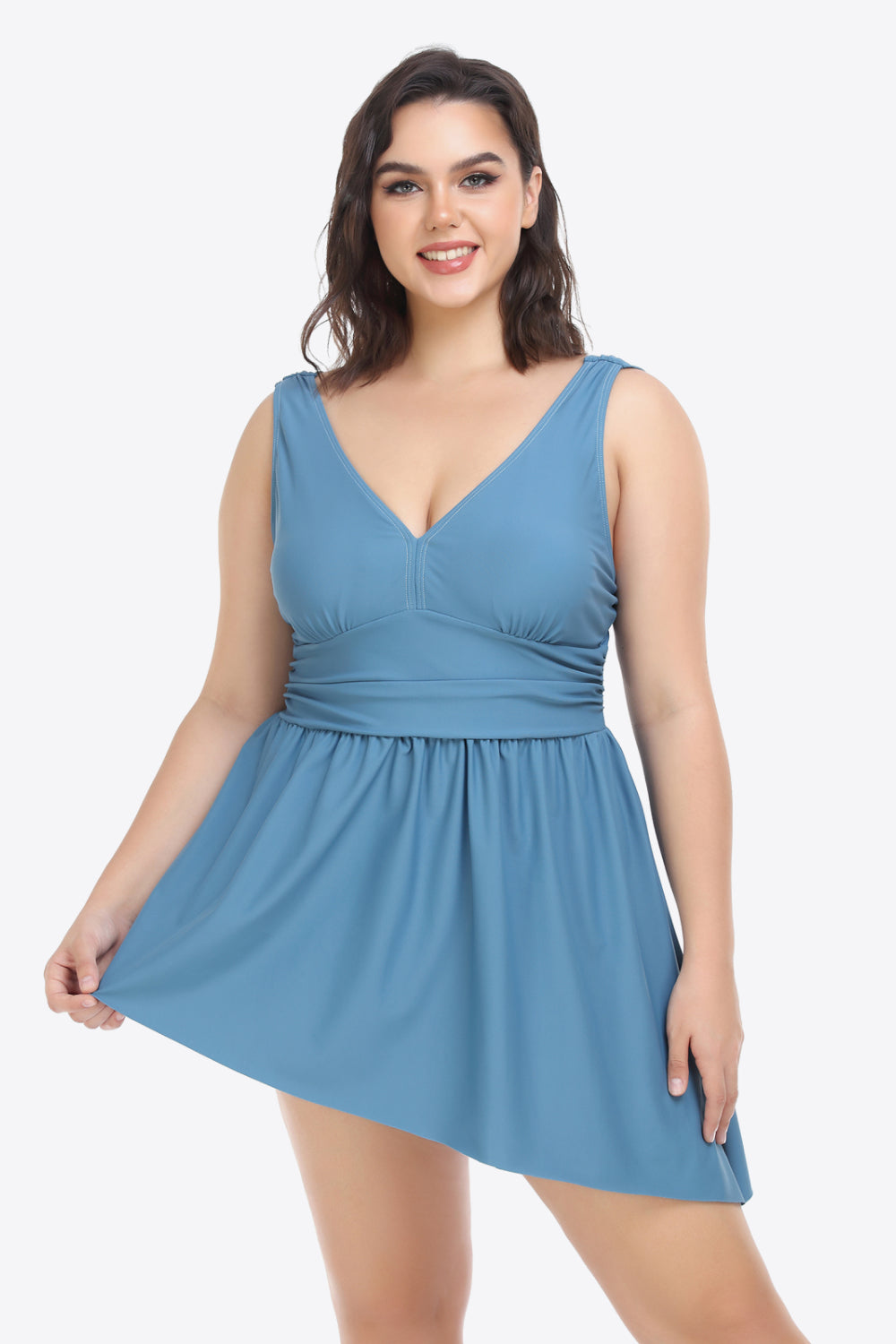 Plus Size Plunge Sleeveless Two-Piece Swimsuit - The Fashion Unicorn