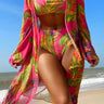 Botanical Print Tube Top, Swim Bottoms, and Cover Up Set - The Fashion Unicorn