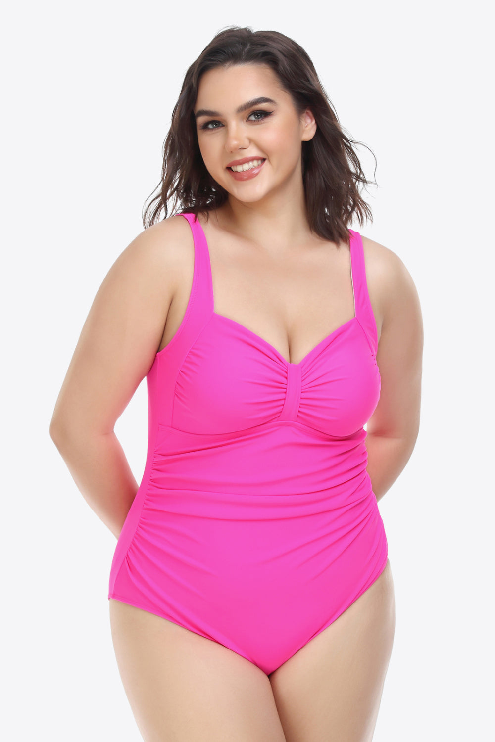 Plus Size Sleeveless Plunge One-Piece Swimsuit - The Fashion Unicorn