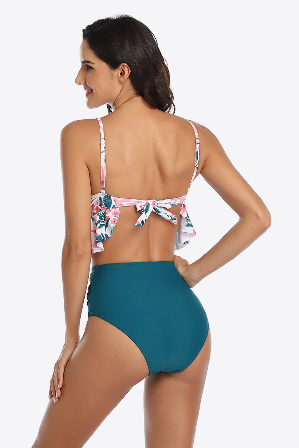 Tropical Print Ruffled Two-Piece Swimsuit - The Fashion Unicorn