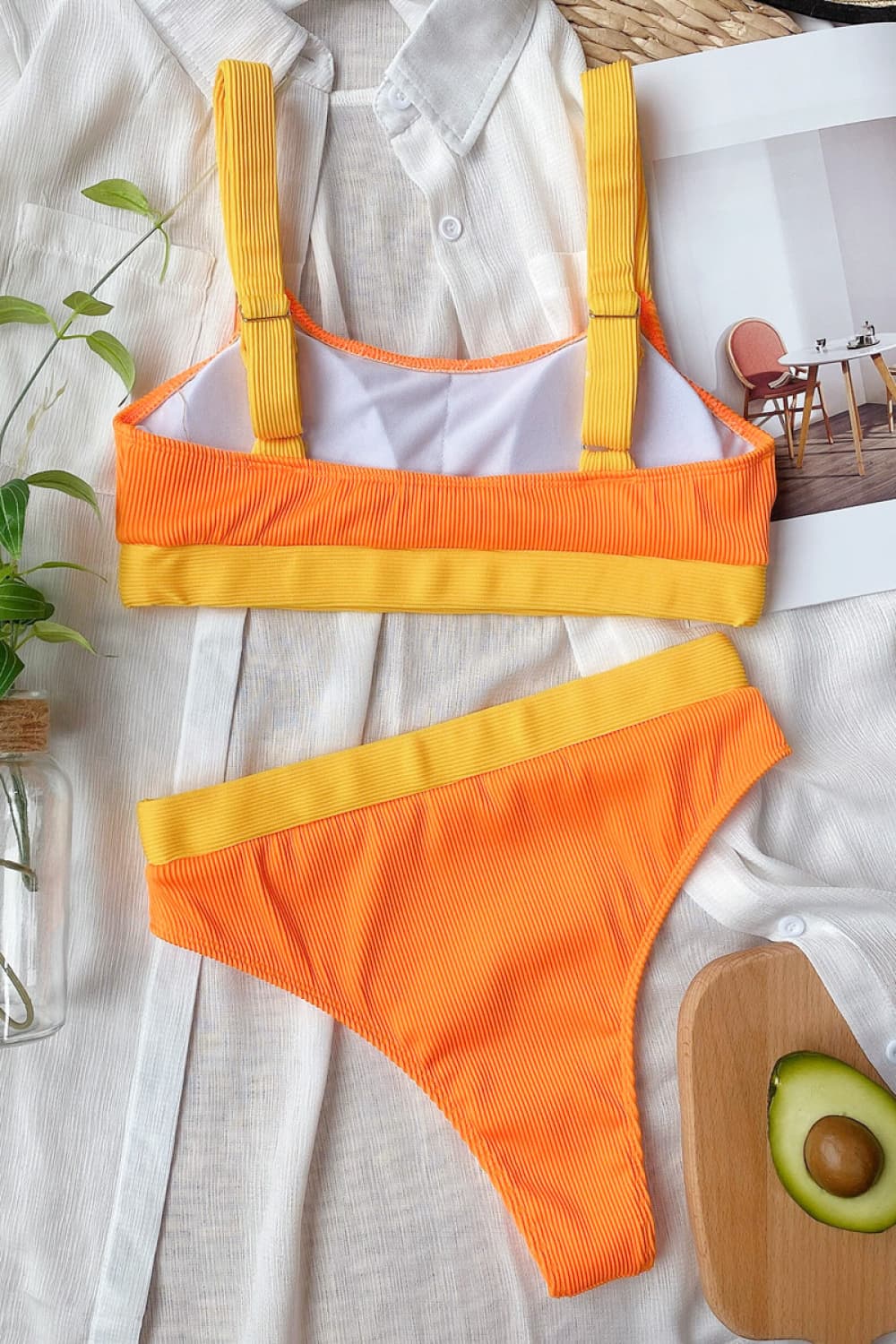 Color Block Scoop Neck Bikini Set - The Fashion Unicorn