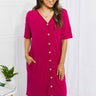 BOMBOM Sunday Brunch Button Down Midi Dress in Magenta - The Fashion Unicorn