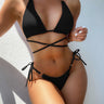 Textured Halter Neck Tie Side Bikini Set - The Fashion Unicorn