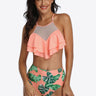 Tropical Print Ruffled Two-Piece Swimsuit - The Fashion Unicorn