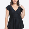 Plus Size Ruffled Plunge Swim Dress and Bottoms Set - The Fashion Unicorn