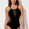 Spliced Mesh Halter Neck One-Piece Swimsuit - The Fashion Unicorn