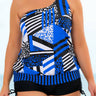 Plus Size Patchwork Tied One-Shoulder Tankini Set - The Fashion Unicorn