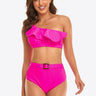Ruffled One-Shoulder Buckled Bikini Set - The Fashion Unicorn