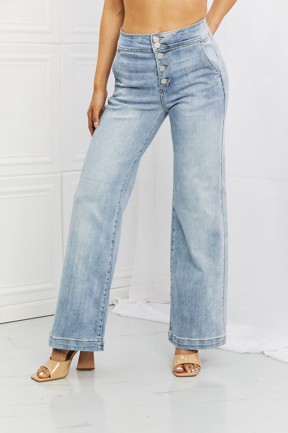 RISEN Full Size Luisa Wide Flare Jeans - The Fashion Unicorn