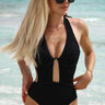 Textured Halter Neck One-Piece Swimsuit - The Fashion Unicorn
