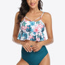 Tropical Print Ruffled Two-Piece Swimsuit - The Fashion Unicorn