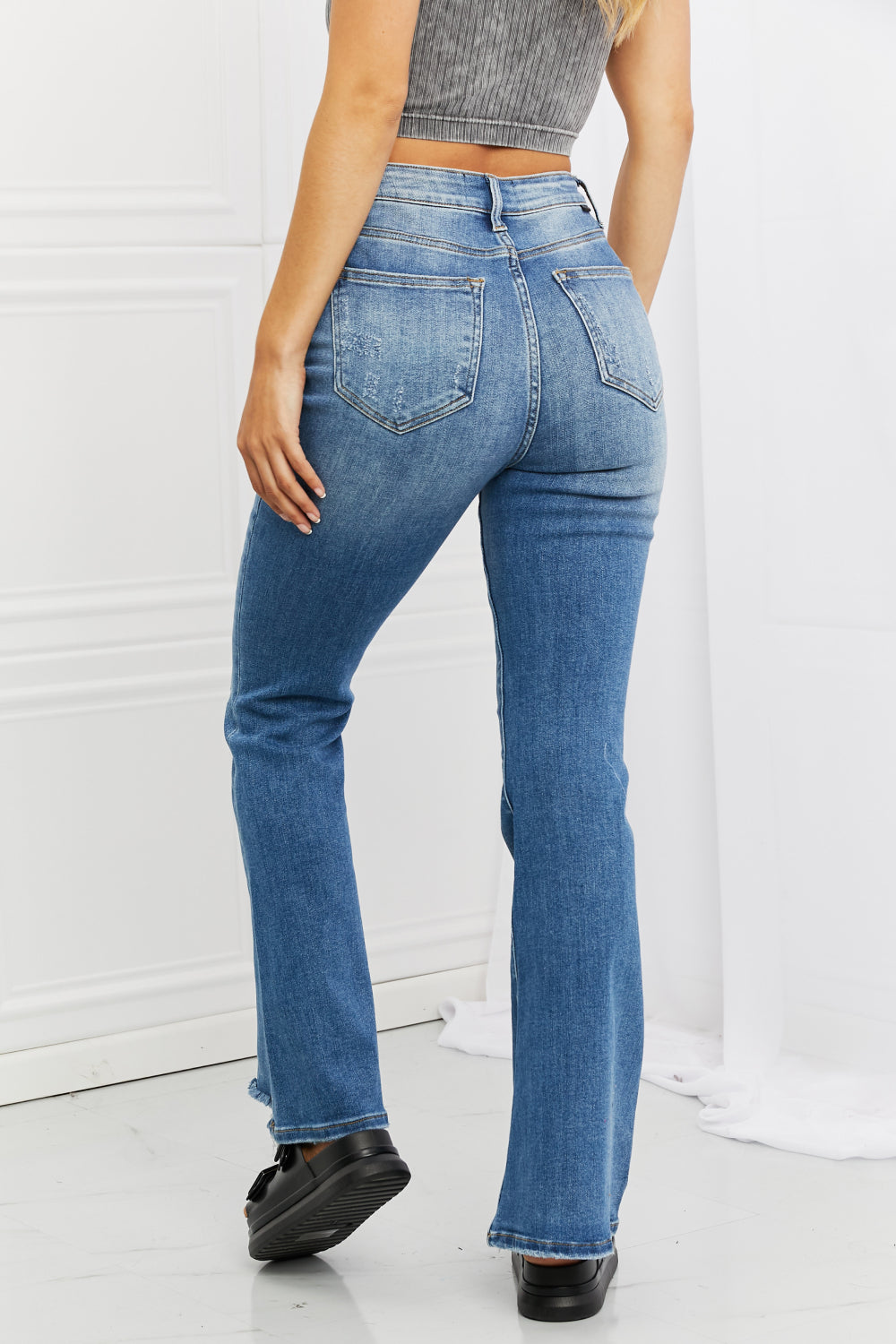 RISEN Full Size Iris High Waisted Flare Jeans - The Fashion Unicorn