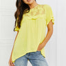 Culture Code Ready To Go Full Size Lace Embroidered Top in Yellow Mousse - The Fashion Unicorn