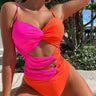 Two-Tone Twisted Cutout One-Piece Swimsuit - The Fashion Unicorn
