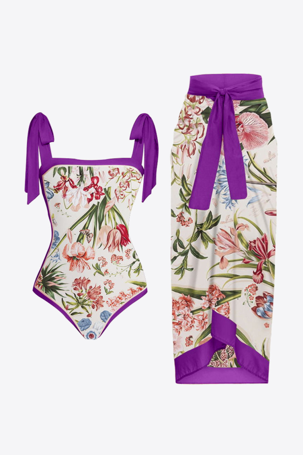 Floral Tie Shoulder Two-Piece Swim Set - The Fashion Unicorn