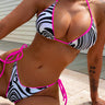 Zebra Print Halter Neck Tie Side Bikini Set - The Fashion Unicorn