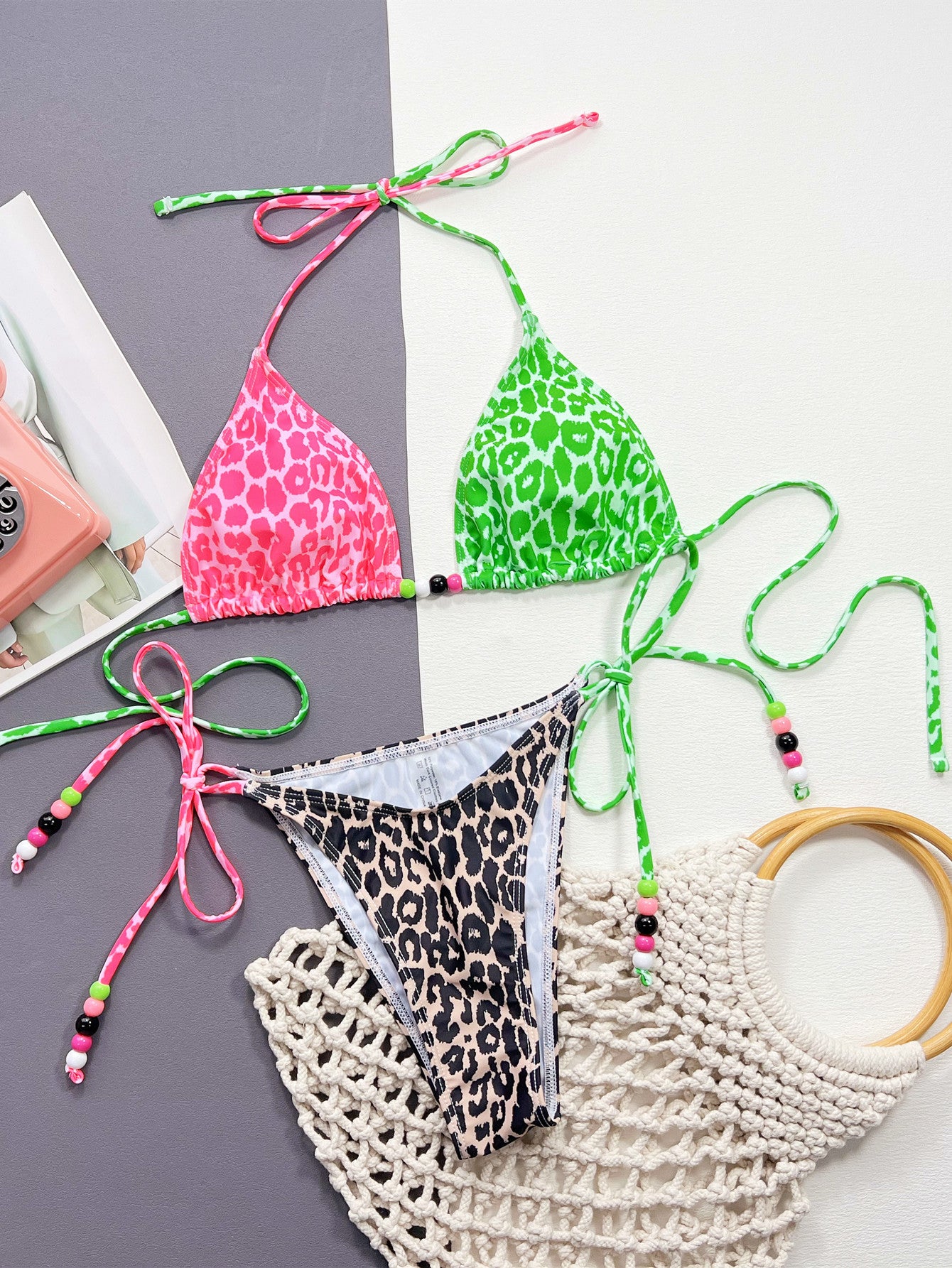 Leopard Tied Halter Neck Bikini Set - The Fashion Unicorn