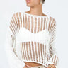 Openwork Boat Neck Long Sleeve Cover Up - The Fashion Unicorn