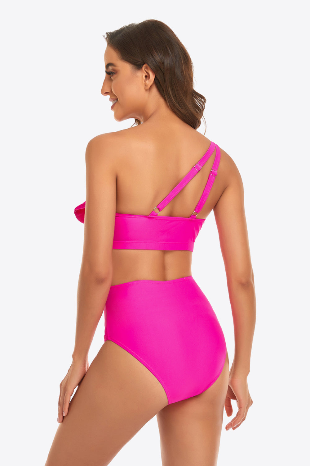 Ruffled One-Shoulder Buckled Bikini Set - The Fashion Unicorn