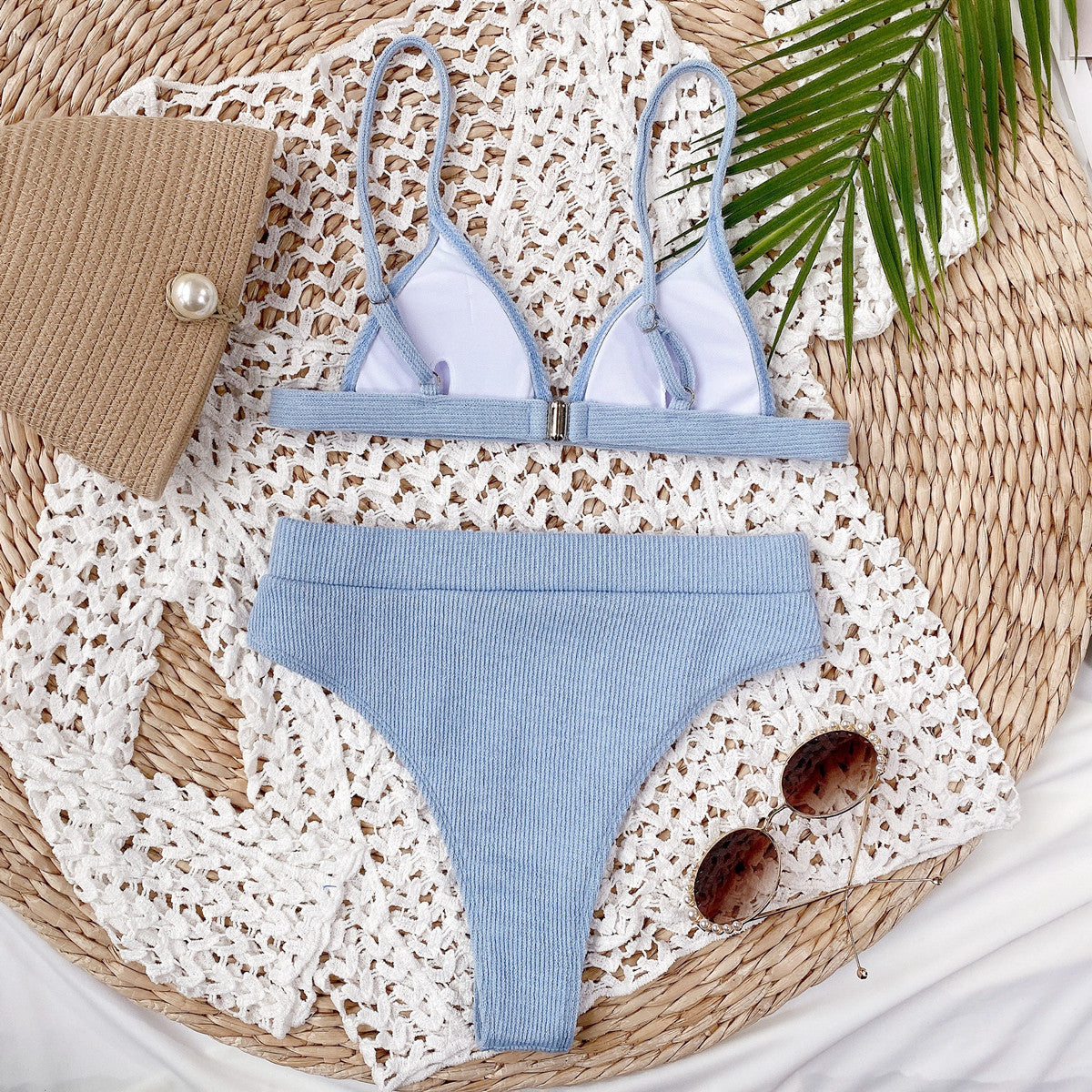 Spaghetti Strap Ribbed Bikini Set - The Fashion Unicorn