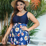Plus Size Floral Ruched Sleeveless Swim Top - The Fashion Unicorn